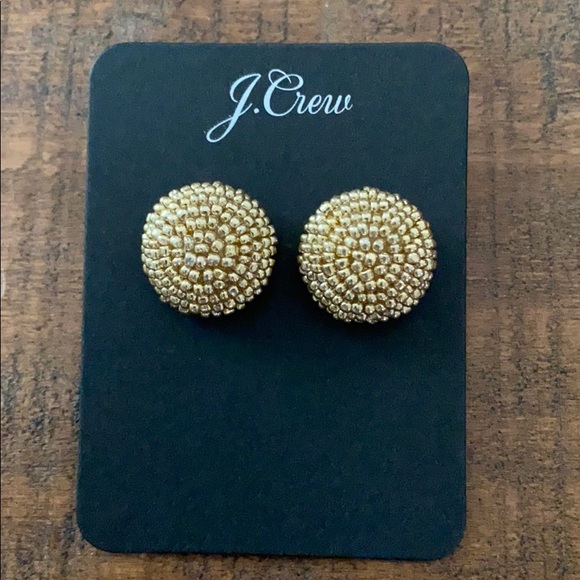 J. Crew Jewelry - J. Crew Gold Beaded Pierced Earrings